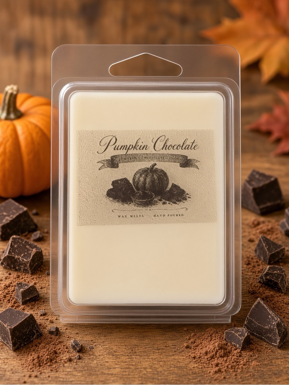 Pumpkin Chocolate Wax Melts Handmade Soy Clamshell